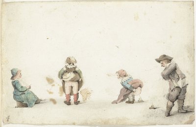 Quattro bambini che fanno i loro bisogni da Gesina ter Borch