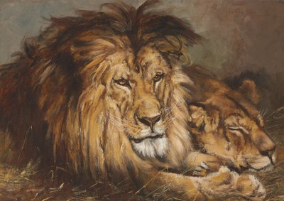 Schizzo per "Leone e leonessa a riposo" da Geza Vastagh