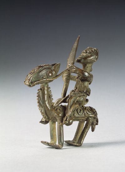 Cavaliere a cavallo con imbracatura decorativa da Ghanaian School
