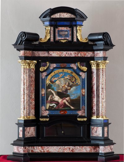 Orologio con rappresentazione di San Girolamo che ascolta la tromba del giudizio universale. Dipinto di Giacinto Brandi (1621-1691). Struttura e meccanismo realizzati da Giuseppe Campani - XVII secolo. Dim 128x100x44 cm Genova musei di strada nuova da Giacinto Brandi