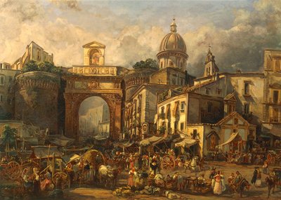 Italia, Napoli, Mercato a Porta Capuana di Giacinto Gigante da Giacinto Gigante