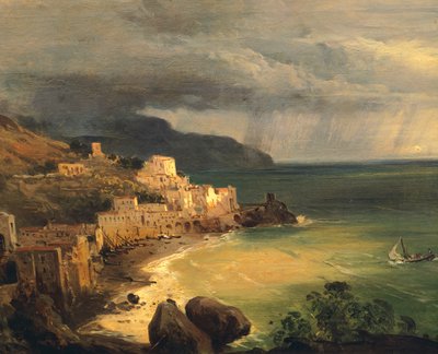 Tempesta sulla costa amalfitana e Golfo di Napoli di Giacinto Gigante (1806-1876), Italia da Giacinto Gigante