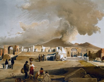 Veduta del Foro e del Tempio di Giove a Pompei, illustrazione di Giacinto Gigante (1806-1876) da 