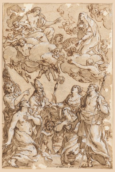 Disegno, Cristo e la Vergine con i Santi Patroni di Pistoia, 1638 da Giacinto Gimignani
