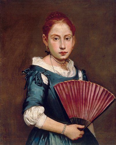 Giovane ragazza con ventaglio da Giacomo Ceruti