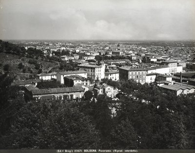 Panorama di Bologna con alcune fabbriche e una collina da Giacomo Brogi