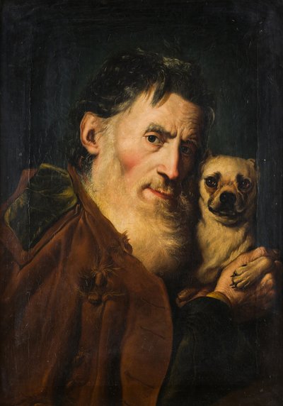 Un vecchio con un cane, 1740 da Giacomo Ceruti