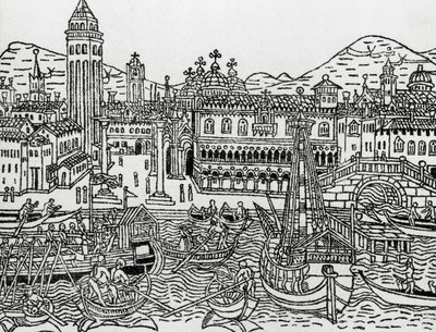Veduta di Venezia nel XV secolo, xilografia, dal Supplementum chronicarum di Giacomo Filippo Foresti (1434-1520) da Giacomo Filippo Foresti