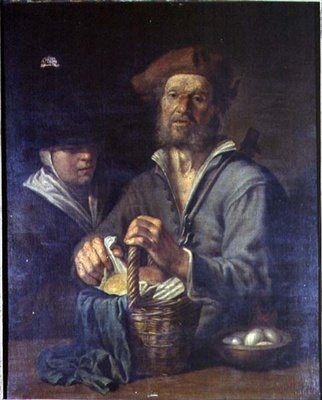 Un Vecchio Contadino e una Cameriera a un Tavolo da Giacomo Francesco Cipper