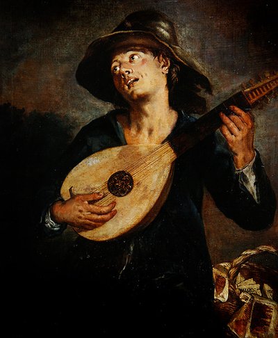 Cantante con un liuto da Giacomo Francesco Cipper