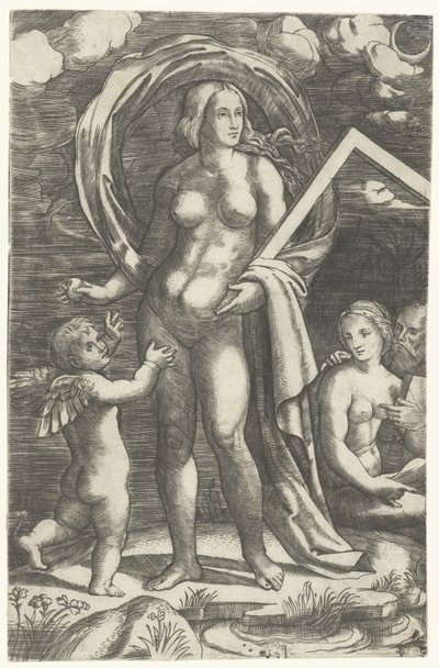 Venere con compasso, Cupido e coppia innamorata da Giacomo Francia