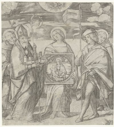 Cinque santi patroni di Bologna con immagine di Maria da Giacomo Francia