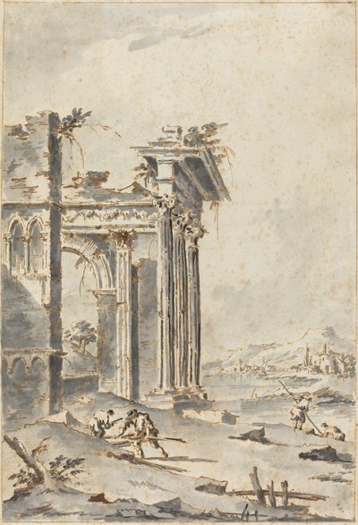 Capriccio di rovine classiche su una riva da Giacomo Guardi