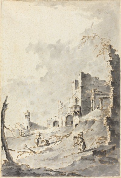Capriccio di rovine classiche con una fortezza da Giacomo Guardi