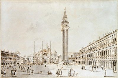 Veduta di Piazza San Marco verso la Basilica e il Campanile da Giacomo Guardi