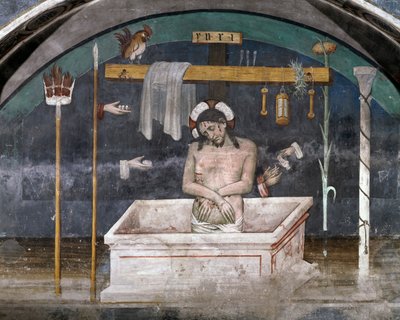 Cristo circondato da simboli della Passione, affresco di Giacomo Jaquerio (1375-1453), abbazia di Sant