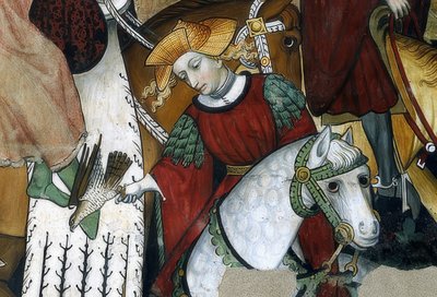 La fontana della giovinezza (dettaglio: un falconiere con il suo uccello) da Giacomo Jaquerio