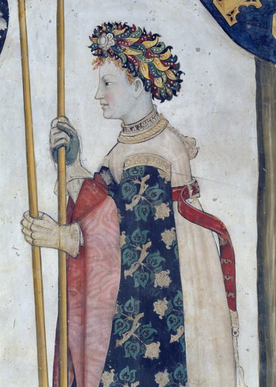 I Nove Prodi e le Nove Prodi Donne, dettaglio di Semiramide, 1418-30 da Giacomo Jaquerio