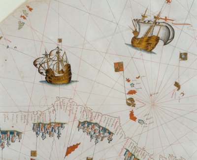 Mappa nautica, dettaglio delle Isole Canarie, 1564 da Giacomo Maggiolo