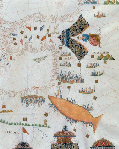 Mappa nautica, dettaglio del Gran Turco, 1564 da Giacomo Maggiolo