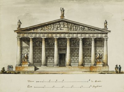 Progetti per la scuola di equitazione delle Guardie a Cavallo, San Pietroburgo: Elevazioni, Sezione e Pianta del piano da Giacomo Quarenghi