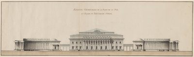 Elevazione geometrica della Piazza della Pace e facciata del Teatro dell