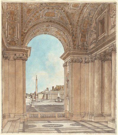 La Piazza di San Pietro Vista attraverso un Arco della Basilica da Giacomo Quarenghi
