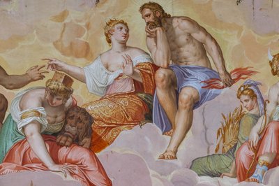 Giunone, Giove, Cibele sdraiati su nuvole (dettaglio) da Giambattista Zelotti