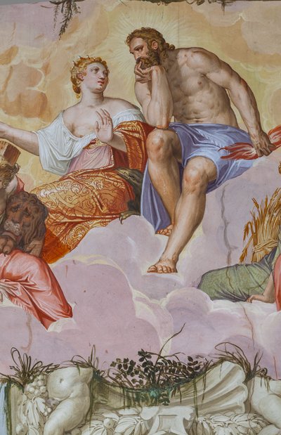 Giunone e Giove sdraiati su nuvole (dettaglio) da Giambattista Zelotti