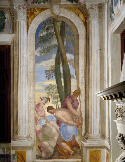 La clemenza di Scipione, soldati romani liberano prigionieri da Giambattista Zelotti