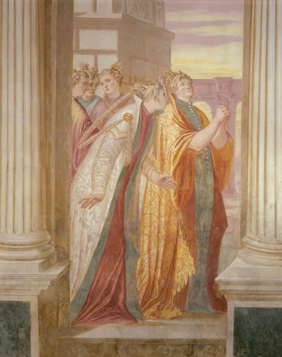 Parete sinistra che raffigura Sofonisba che piange da Giambattista 1526 78 Zelotti