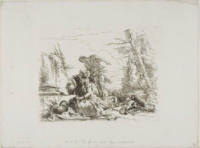 Una donna con le braccia incatenate e altre quattro figure, dai Capricci da Giambattista Tiepolo
