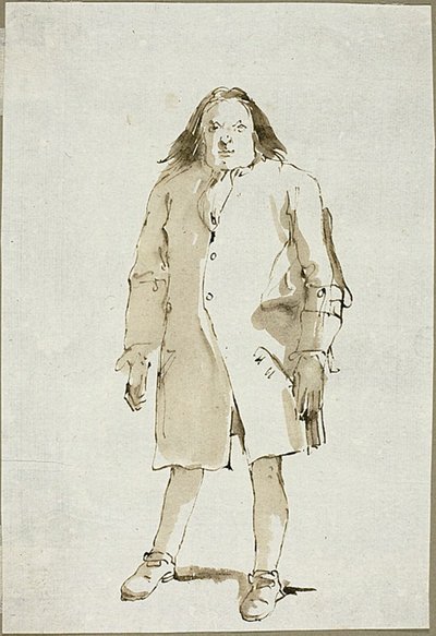 Caricatura di un uomo, a figura intera, di fronte da Giambattista Tiepolo