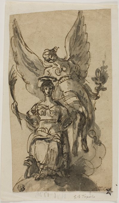 Donna seduta incoronata da un angelo da Giambattista Tiepolo