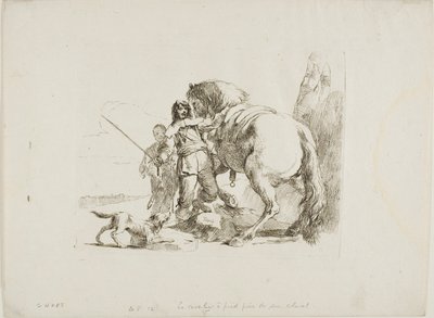 Il cavaliere in piedi accanto al suo cavallo, da Capricci da Giambattista Tiepolo