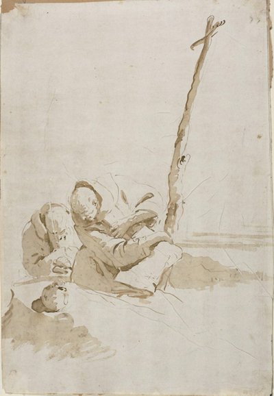 Due monaci che contemplano un teschio da Giambattista Tiepolo