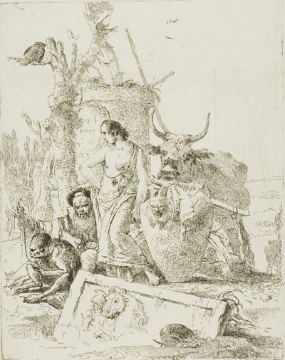 Giovani pastori e vecchio con una scimmia, da Scherzi da Giambattista Tiepolo