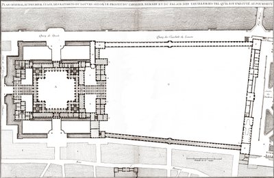 Piano generale secondo il progetto di Bernini per il Louvre e le Tuileries in "Architettura Francese" di Jacques-Francois Blondel da Gian Lorenzo (after) Bernini