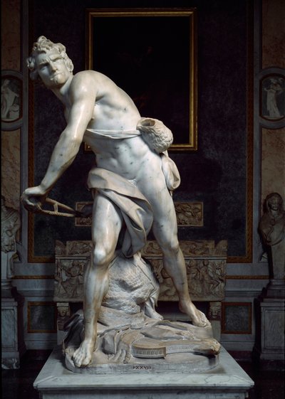 Davide che lancia la pietra della fionda Scultura barocca di Gian Lorenzo Bernini da Gian Lorenzo Bernini