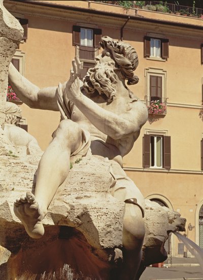 La Fontana dei Quattro Fiumi (dettaglio della figura che rappresenta il fiume Danubio, 1648-51) da Gian Lorenzo Bernini