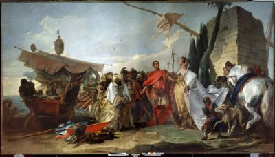 Giulio Cesare incontra Cleopatra. Dipinto di Giandomenico Tiepolo (1727-1804). Olio su tela, 337 x 608 cm da Giandomenico  Tiepolo