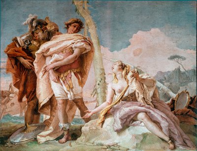 Rinaldo abbandona Armida. Illustrazione di una scena della Gerusalemme Liberata di Torquato Tasso. Affresco di Giandomenico Tiepolo da Giovanni Domenico Tiepolo