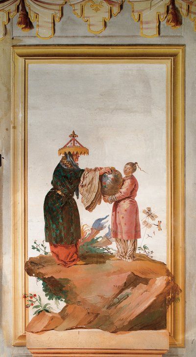 Due figure con un vaso, dalla stanza cinese nella Foresteria da Giovanni Domenico Tiepolo