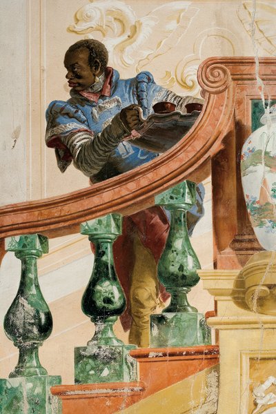 Servitore Moro con un Vassoio, dalla Stanza delle Scene di Carnevale nella Foresteria, 1757 da Giovanni Domenico Tiepolo