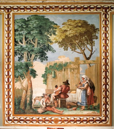 Famiglia di contadini a tavola, dalla Stanza delle Scene Rustiche, nella Foresteria, 1757 da Giovanni Domenico Tiepolo