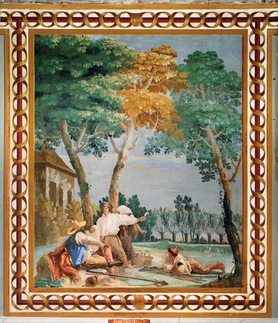 Il Riposo dei Contadini, dalla Stanza delle Scene Rustiche, nella Foresteria, 1757 da Giovanni Domenico Tiepolo