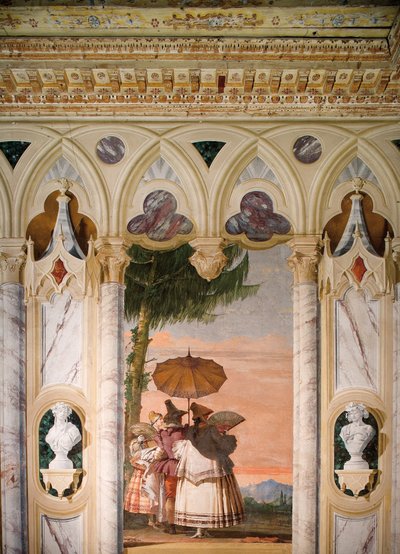 La Passeggiata Estiva, dalla Stanza del Padiglione Gotico, nella Foresteria, 1757 da Giovanni Domenico Tiepolo