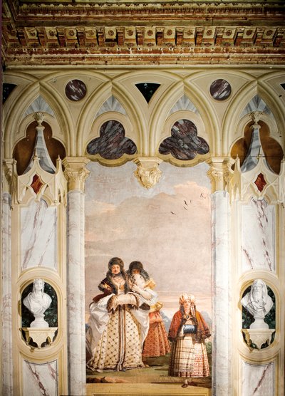 La Passeggiata Invernale, dalla Stanza del Padiglione Gotico, nella Foresteria, 1757 da Giovanni Domenico Tiepolo
