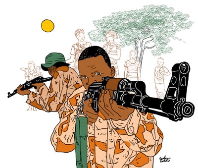 Africa militare, 2022 (digitale) da Gianluca Costantini