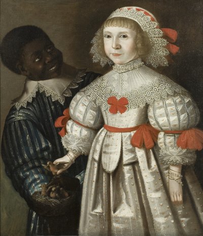Figlia di Florence Poulett e Thomas Smyth di Ashton Court, con il suo paggio nero, c.1640 da Gilbert (circle of) Jackson